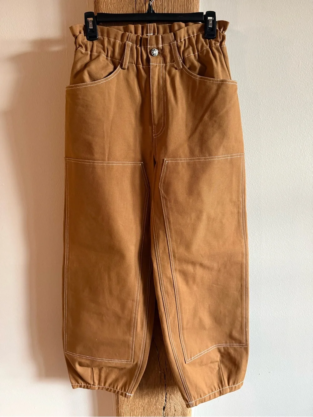 Emerson Fry Women's Size Small Caramel 100% Organic Cotton Barrel Work Pants - Picture 2 of 9